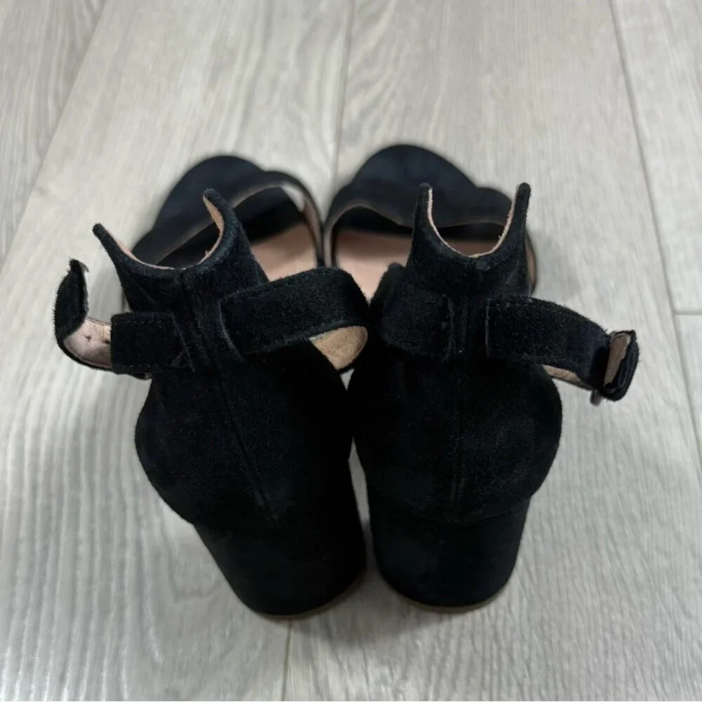 Madewell Regina Claudia Black Suede Heels Open Toe Sandals - Picture 3 of 9